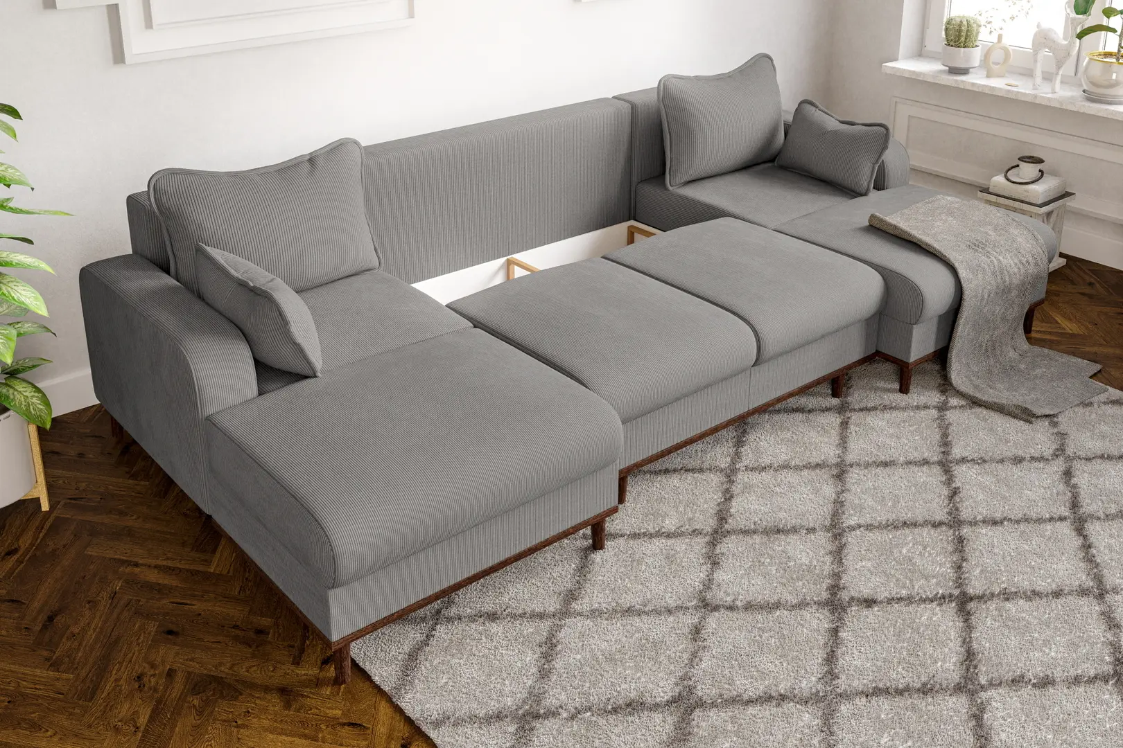 Canapea in forma de U Inspira Furniture Beata SF Fjord 08 (Grey)