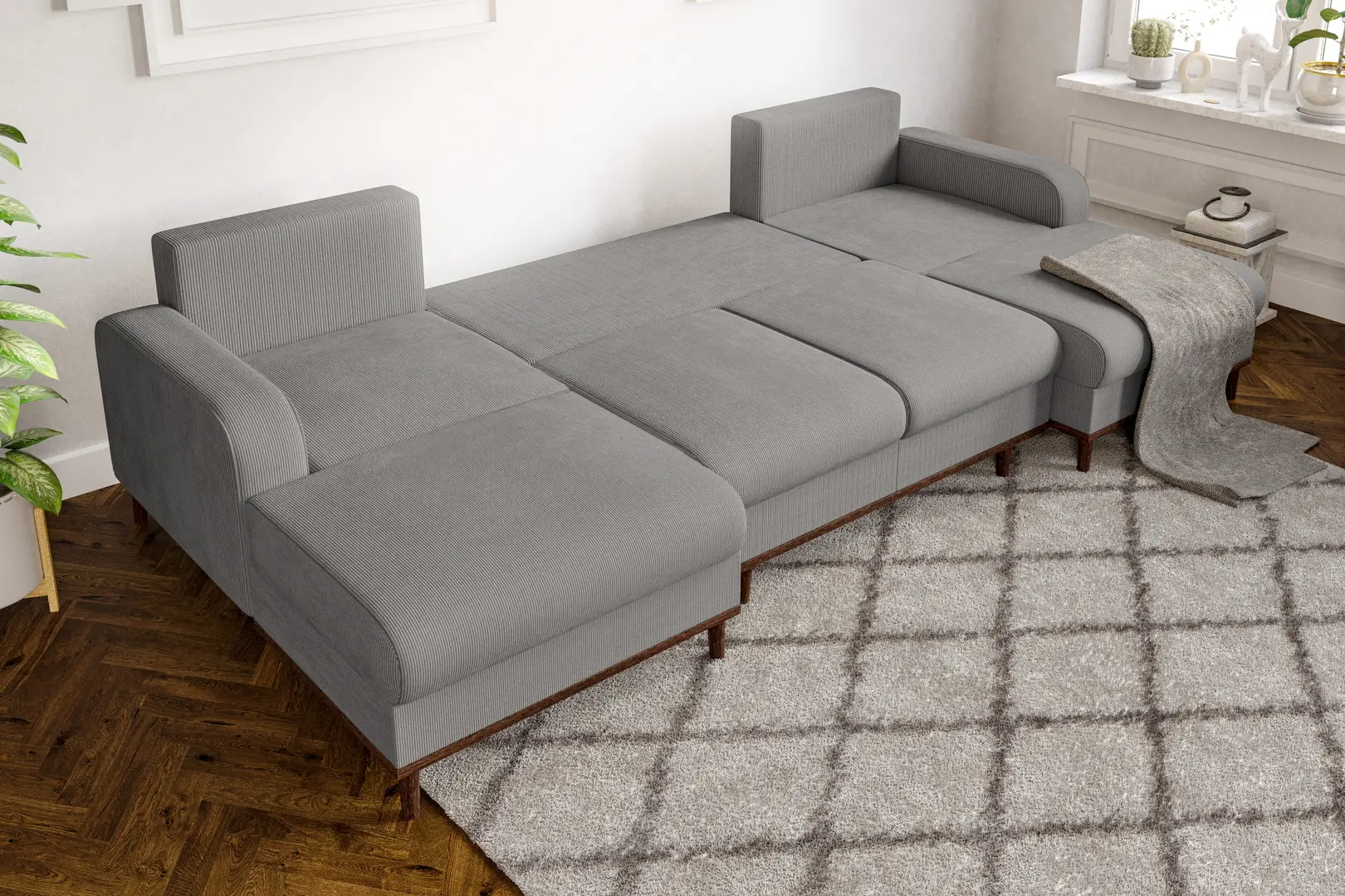 Canapea in forma de U Inspira Furniture Beata SF Fjord 08 (Grey)