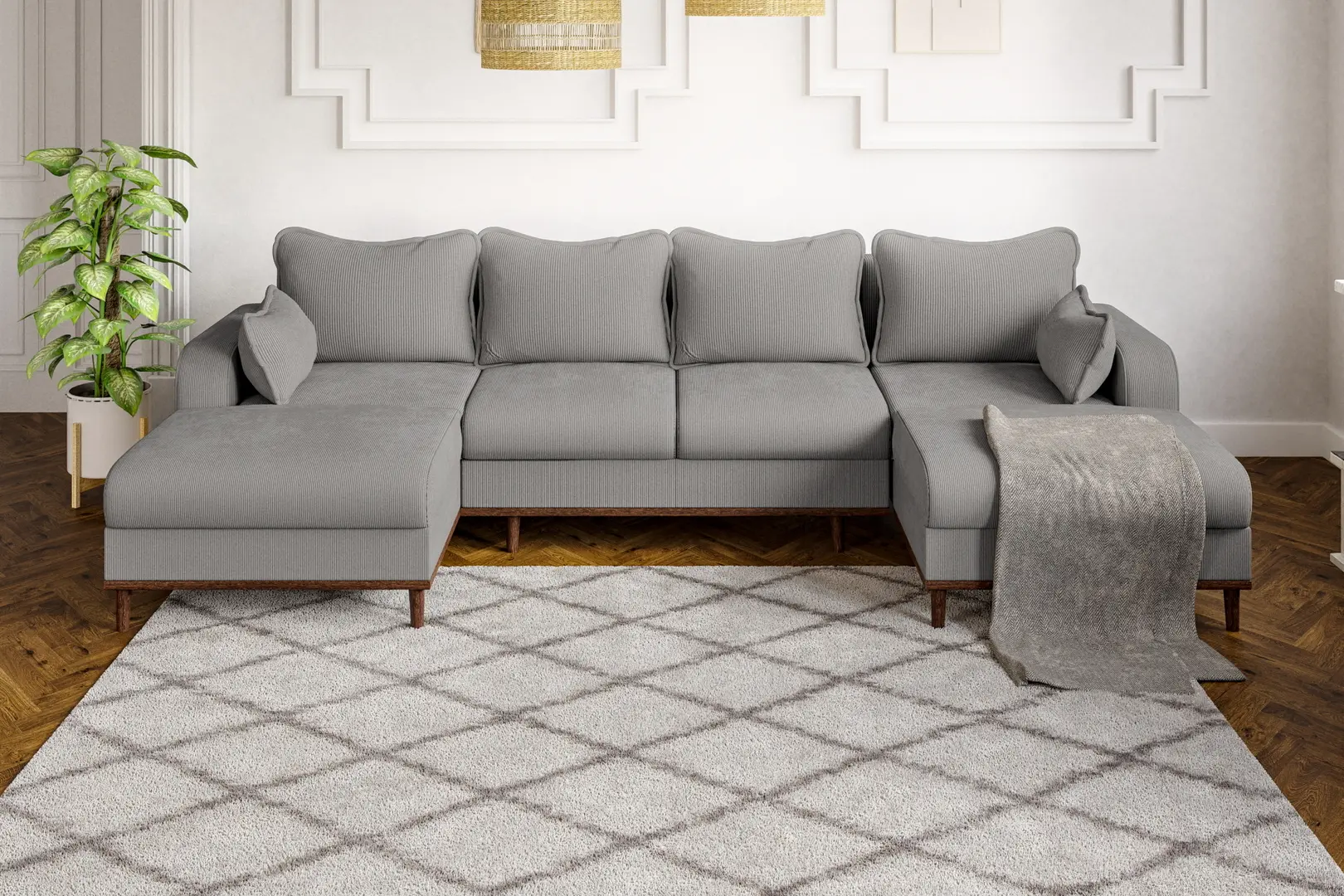 Canapea in forma de U Inspira Furniture Beata SF Fjord 08 (Grey)