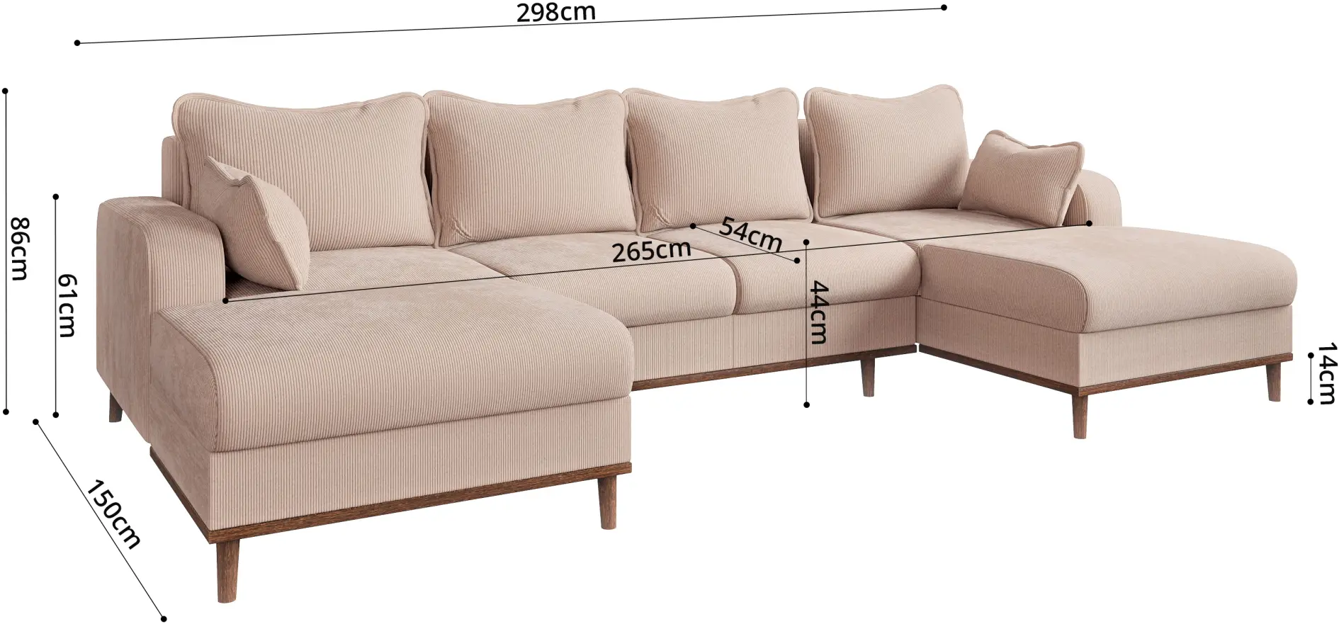 Canapea in forma de U Inspira Furniture Beata SF Fjord 23 (Beige)