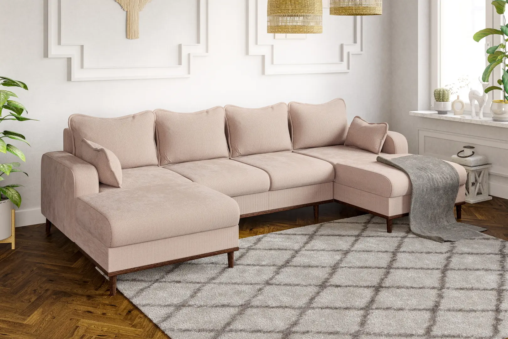 Canapea in forma de U Inspira Furniture Beata SF Fjord 23 (Beige)