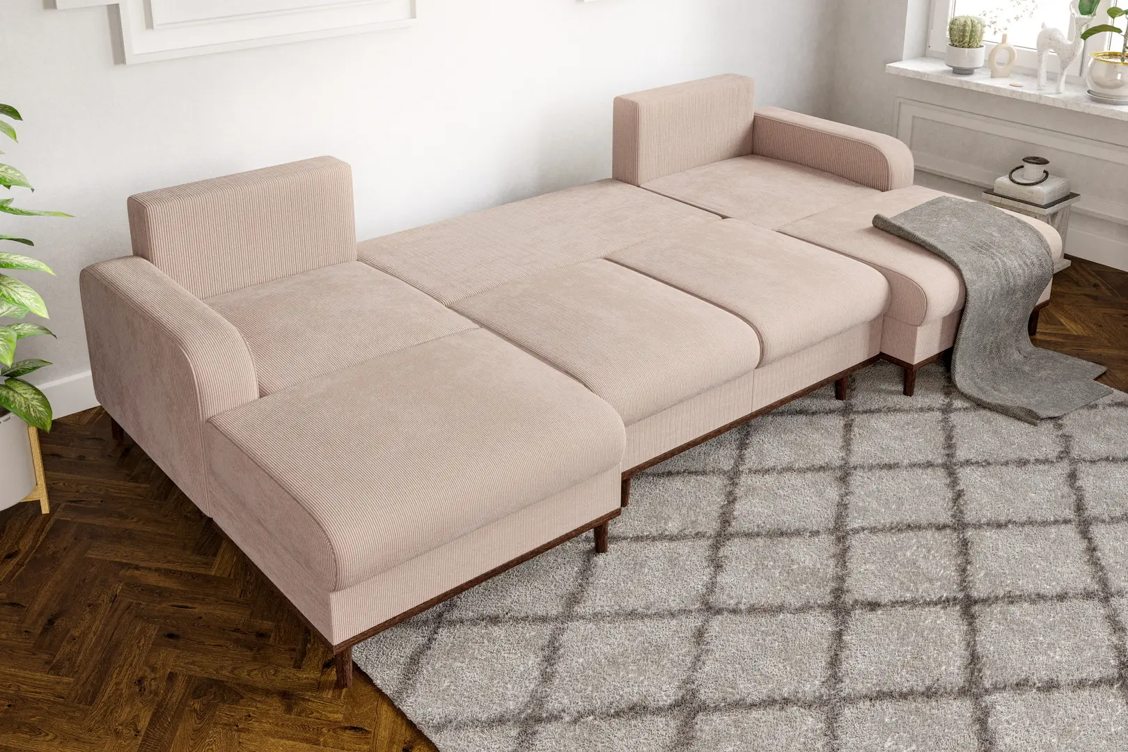 Canapea in forma de U Inspira Furniture Beata SF Fjord 23 (Beige)