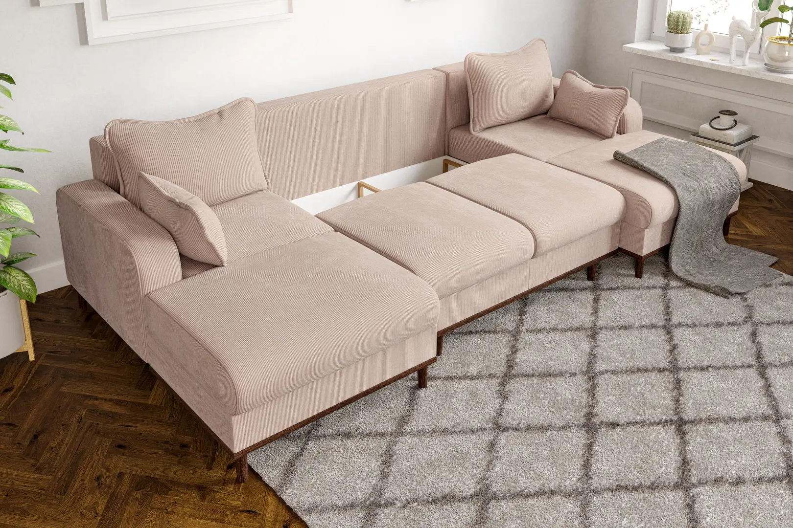 Canapea in forma de U Inspira Furniture Beata SF Fjord 23 (Beige)