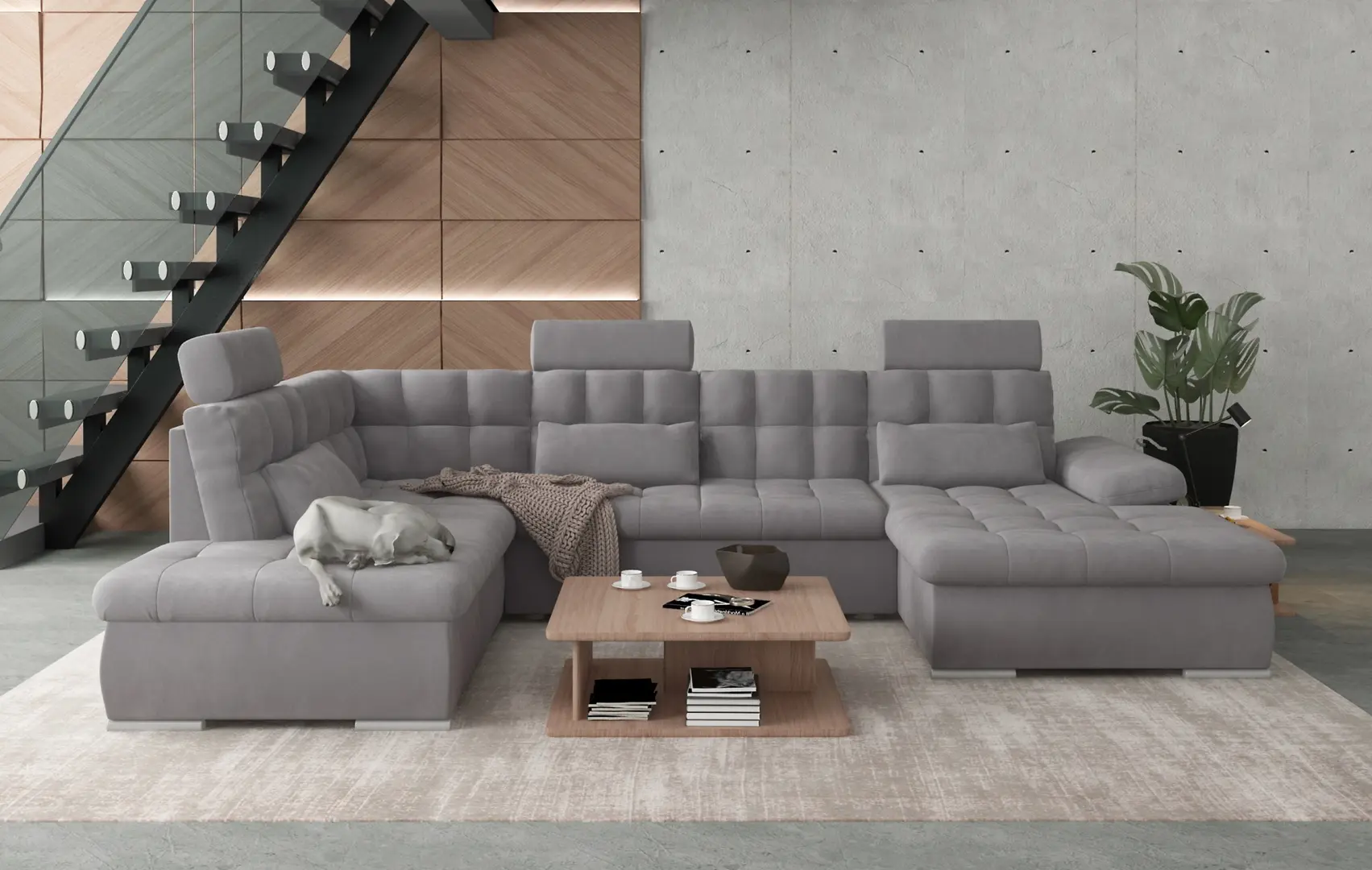 Диван П-образный Inspira Furniture Merkur SF HO+1+C+2+OT Right Enjoy New 21 (Grey)