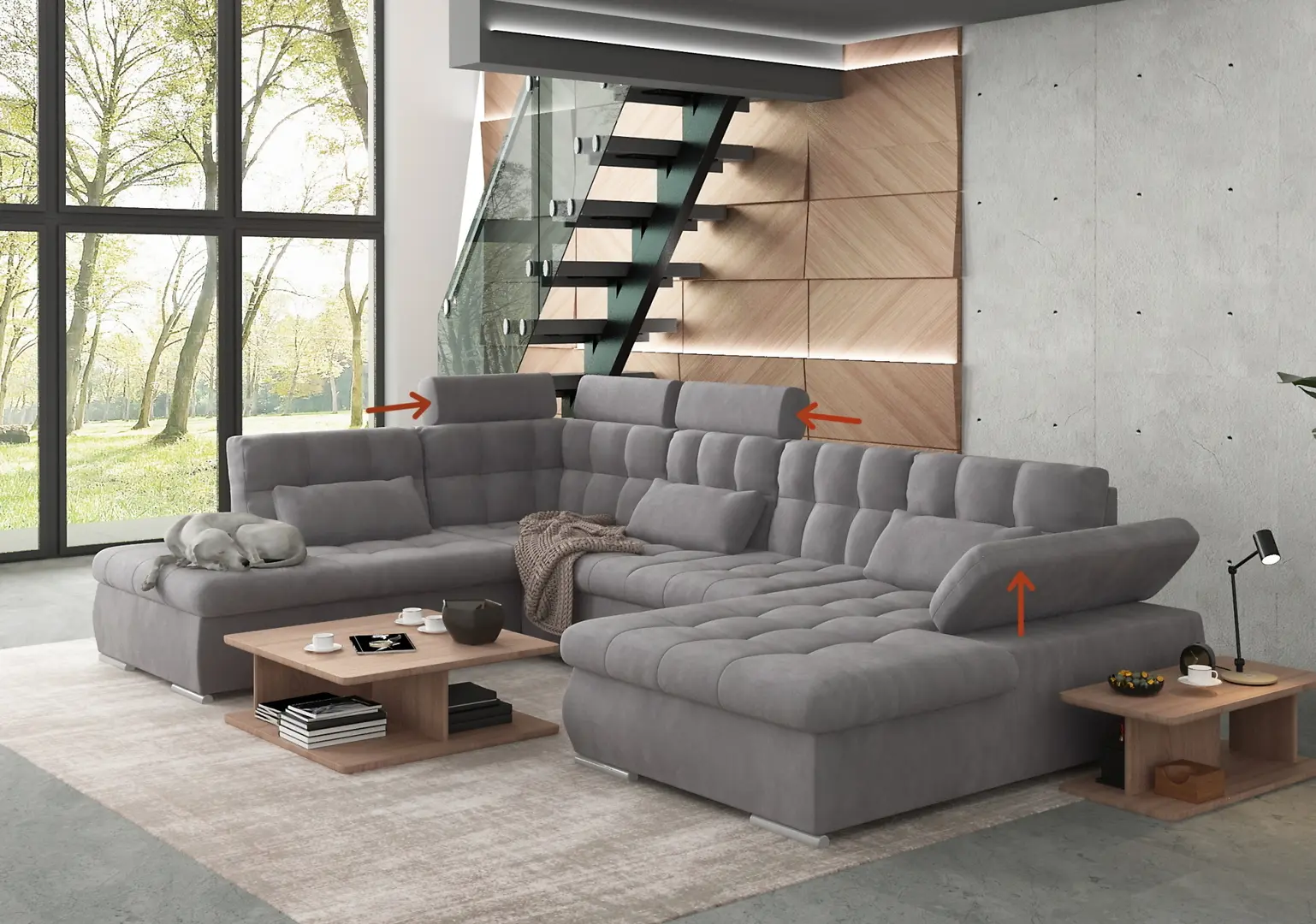 Диван П-образный Inspira Furniture Merkur SF HO+1+C+2+OT Right Enjoy New 21 (Grey)