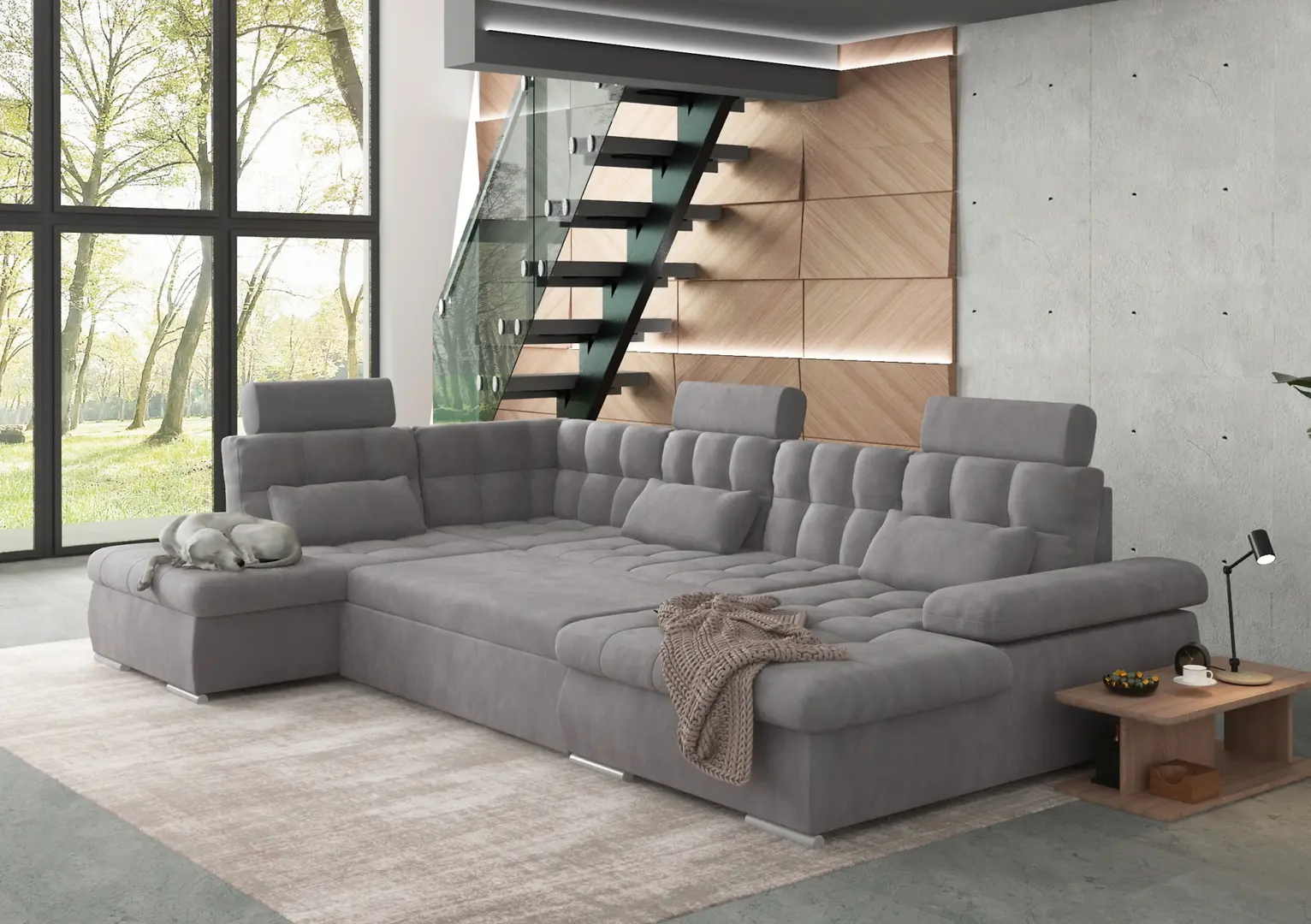 Диван П-образный Inspira Furniture Merkur SF HO+1+C+2+OT Right Enjoy New 21 (Grey)