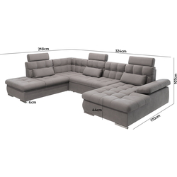 Диван П-образный Inspira Furniture Merkur SF HO+1+C+2+OT Right Enjoy New 21 (Grey) Thumb