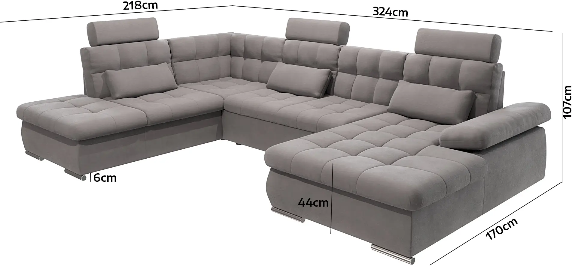 Диван П-образный Inspira Furniture Merkur SF HO+1+C+2+OT Right Enjoy New 21 (Grey)