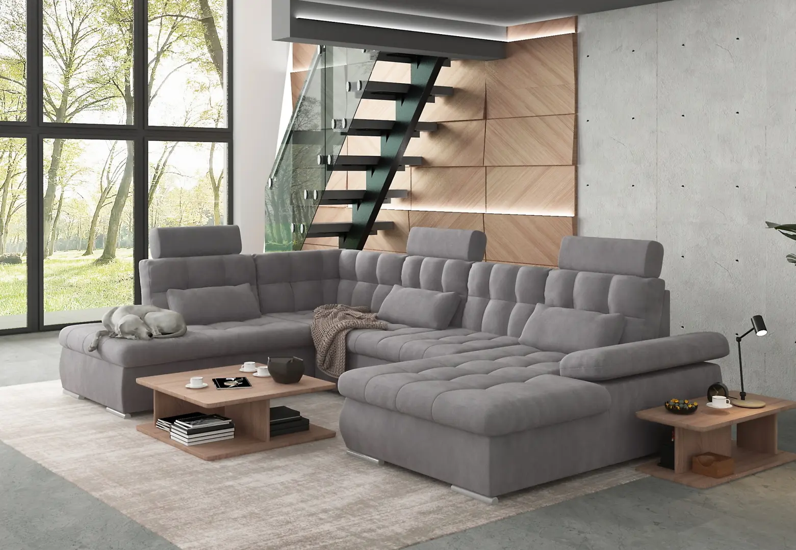 Диван П-образный Inspira Furniture Merkur SF HO+1+C+2+OT Right Enjoy New 21 (Grey)