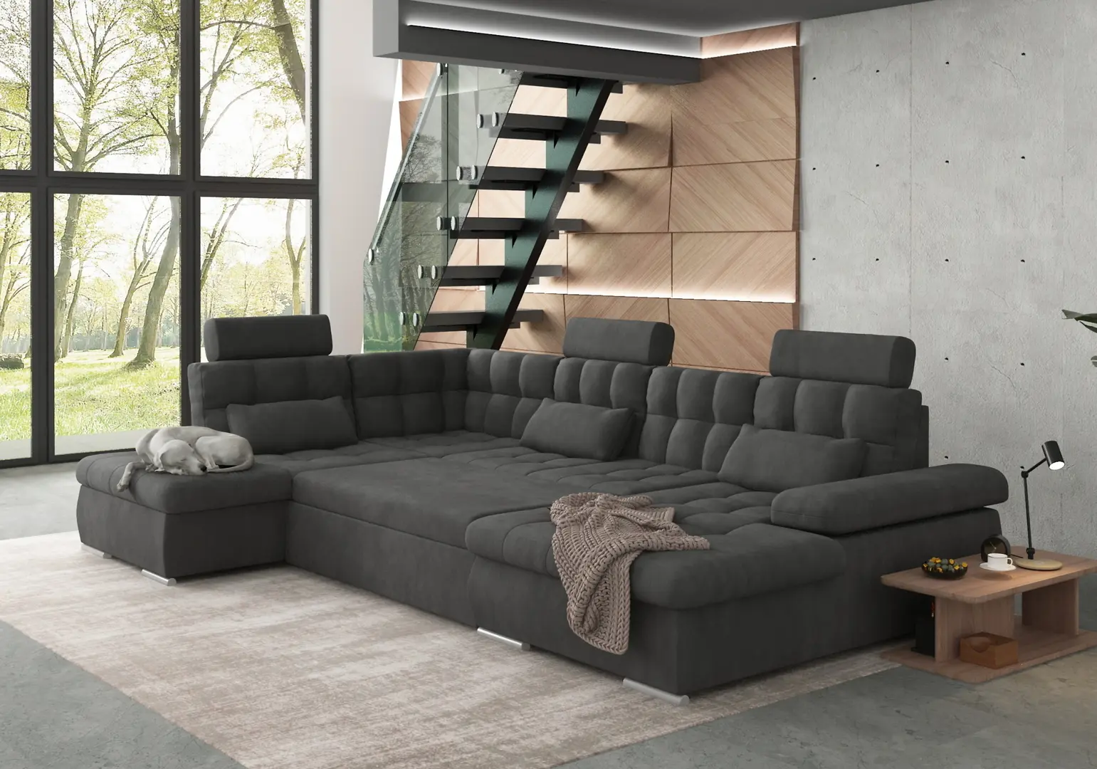 Canapea in forma de U Inspira Furniture Merkur SF HO+1+C+2+OT Right Enjoy New 24 (Graphite)