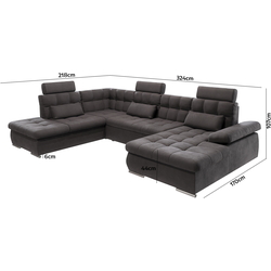 Canapea in forma de U Inspira Furniture Merkur SF HO+1+C+2+OT Right Enjoy New 24 (Graphite) Thumb