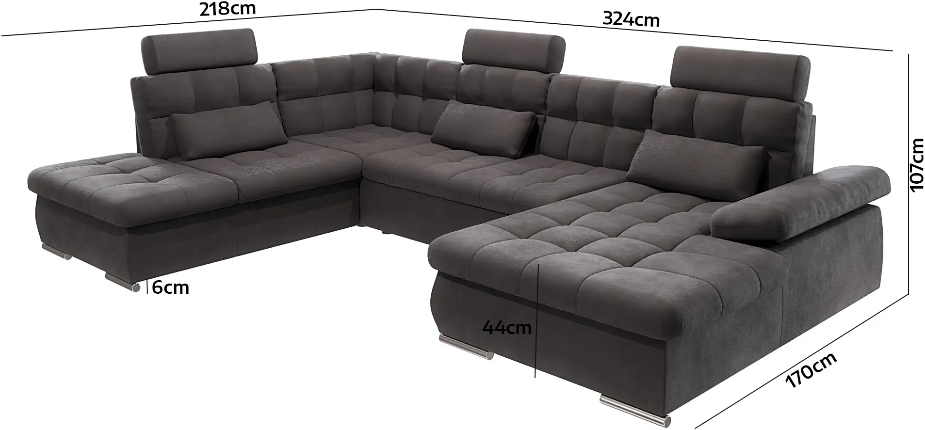 Canapea in forma de U Inspira Furniture Merkur SF HO+1+C+2+OT Right Enjoy New 24 (Graphite)