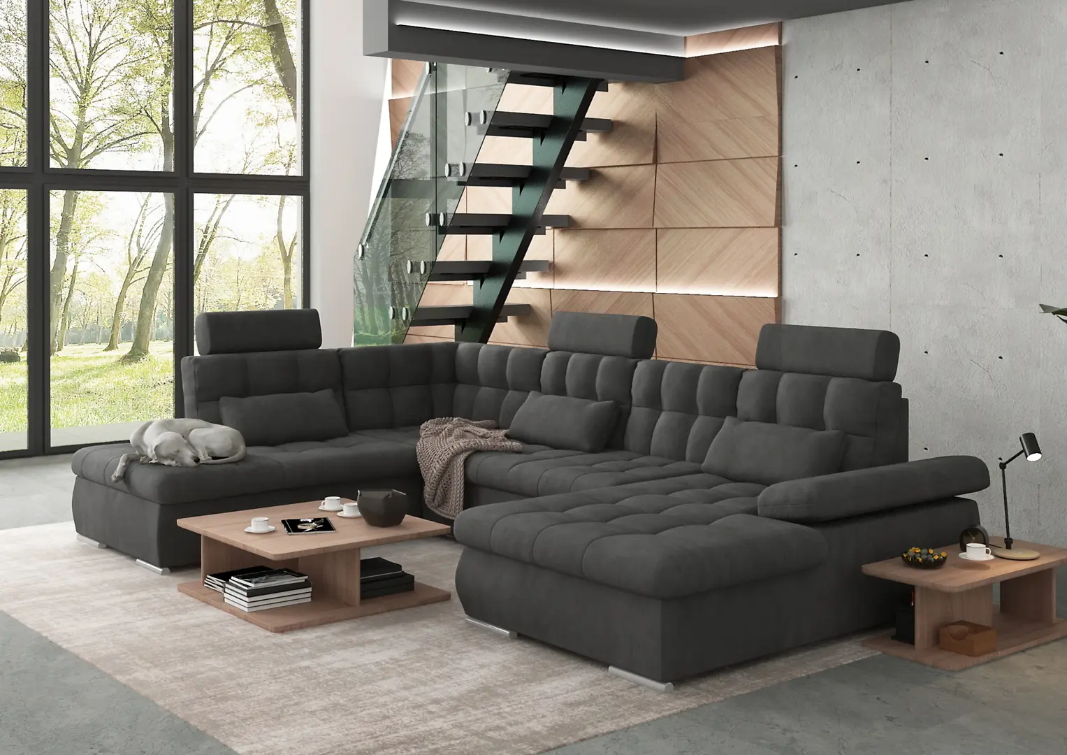 Canapea in forma de U Inspira Furniture Merkur SF HO+1+C+2+OT Right Enjoy New 24 (Graphite)