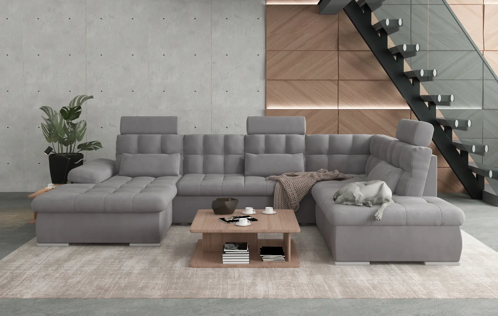 Диван П-образный Inspira Furniture Merkur SF OT+2+C+1+HO Left Enjoy New 21 (Grey)