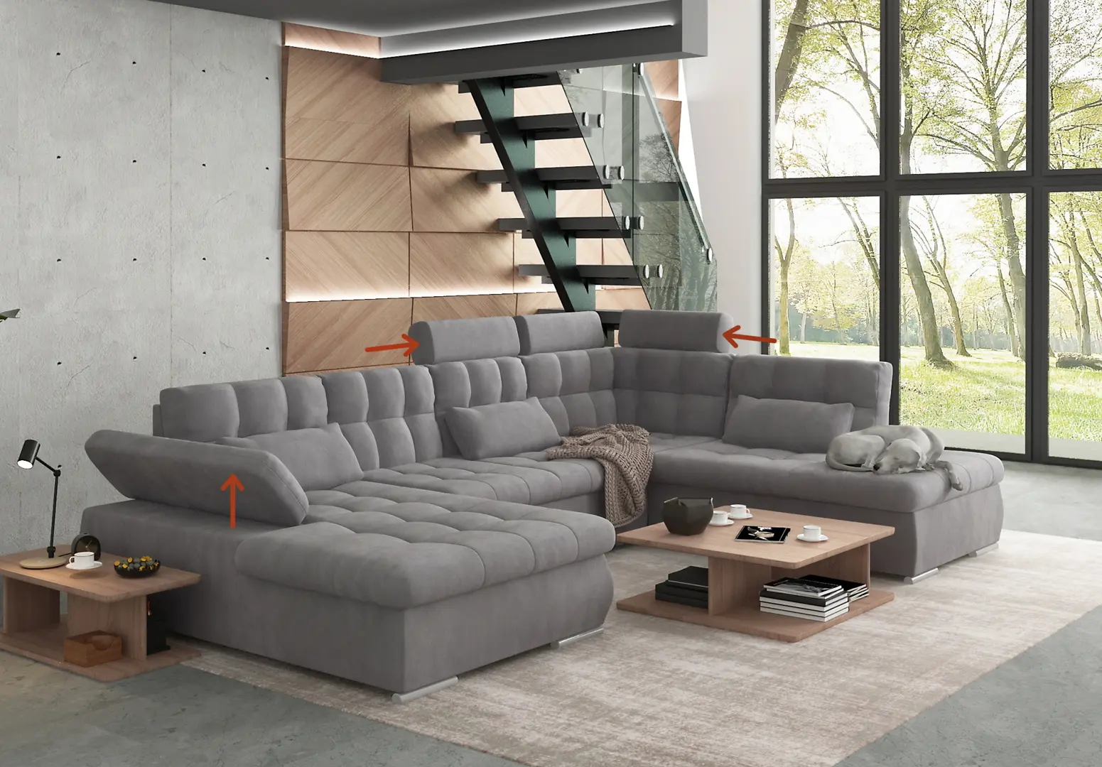 Диван П-образный Inspira Furniture Merkur SF OT+2+C+1+HO Left Enjoy New 21 (Grey)