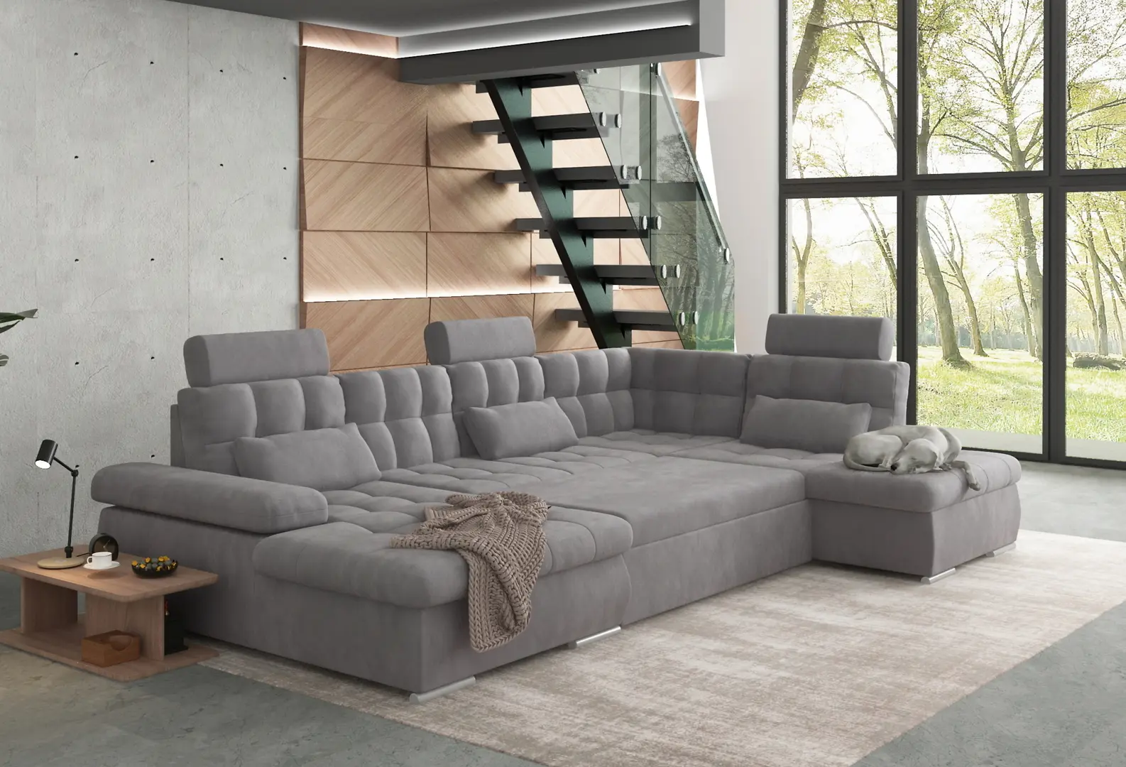 Диван П-образный Inspira Furniture Merkur SF OT+2+C+1+HO Left Enjoy New 21 (Grey)