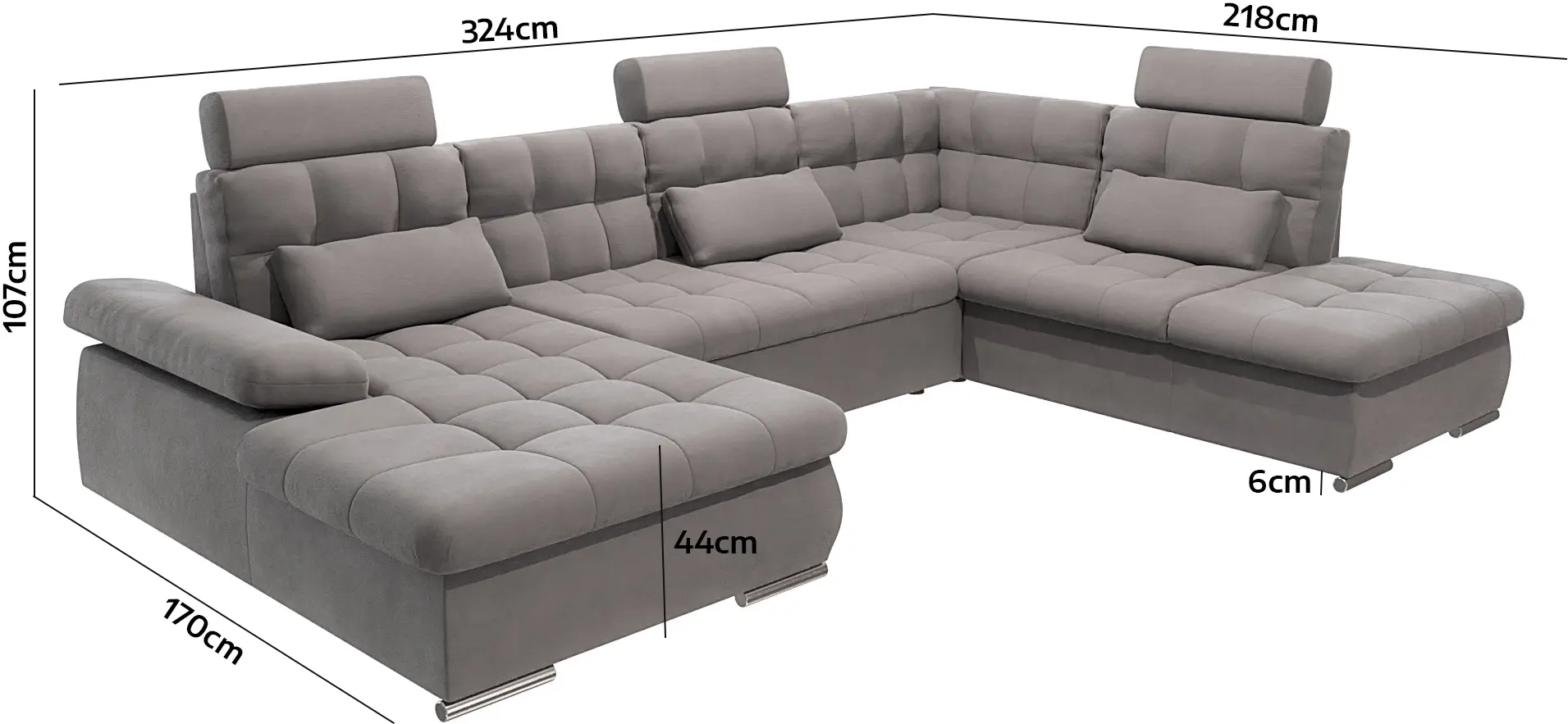 Диван П-образный Inspira Furniture Merkur SF OT+2+C+1+HO Left Enjoy New 21 (Grey)