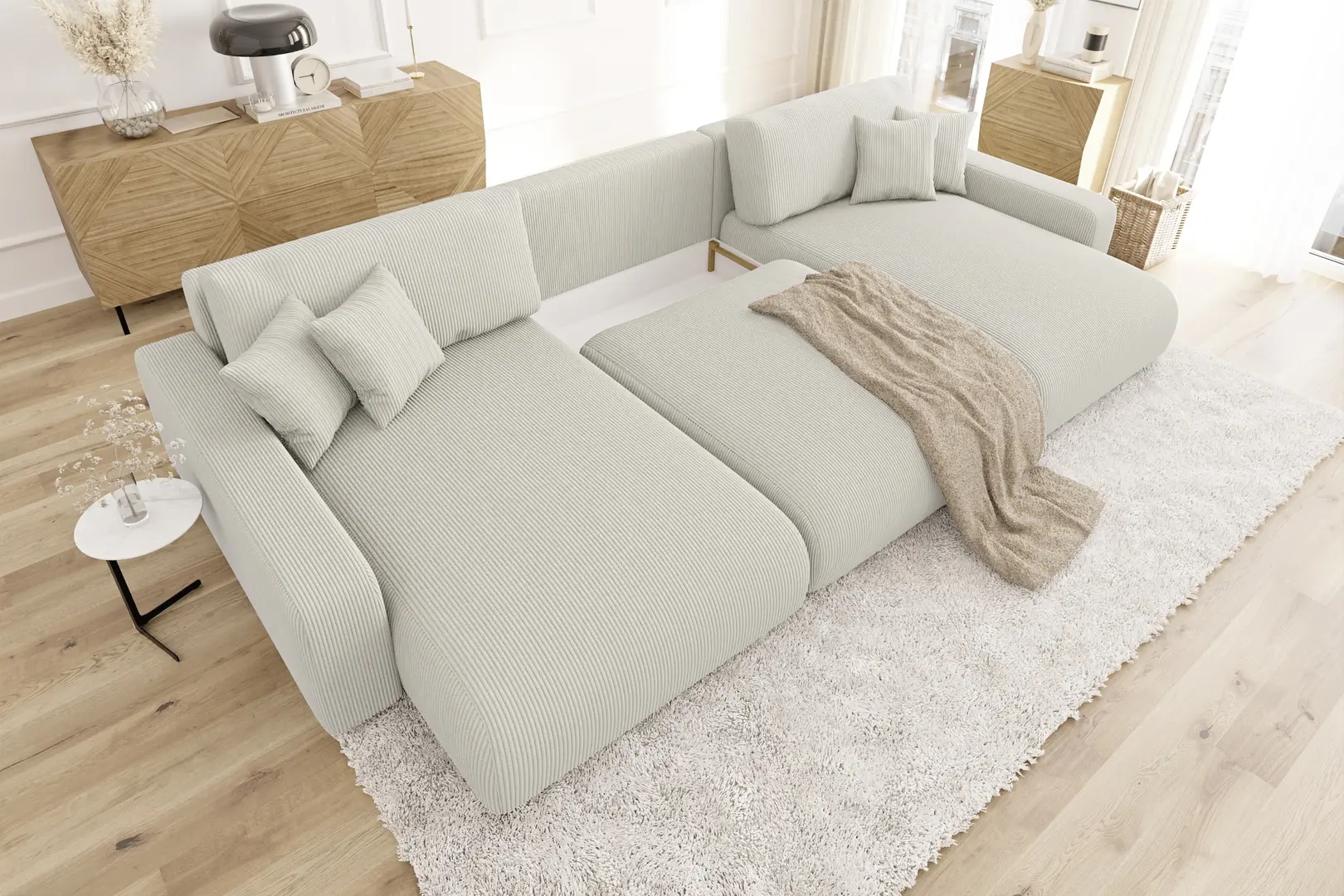 Canapea in forma de U Inspira Furniture Sara SF Lincoln 03 (Beige)