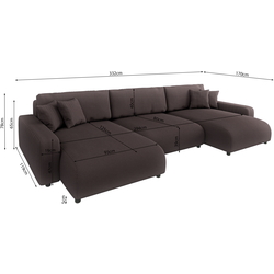 Canapea in forma de U Inspira Furniture Sara SF Lincoln 29 (Brown) Thumb