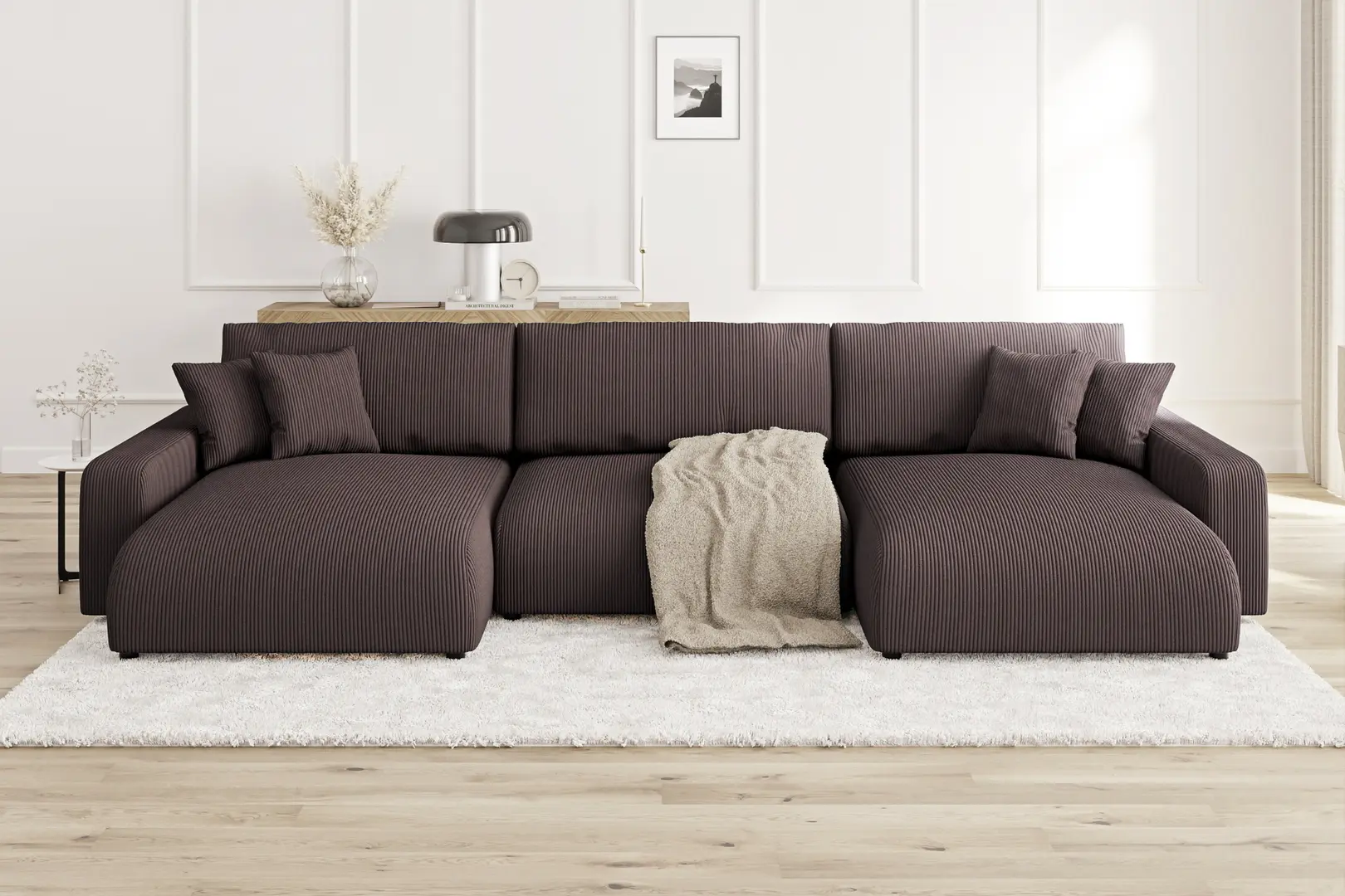 Canapea in forma de U Inspira Furniture Sara SF Lincoln 29 (Brown)