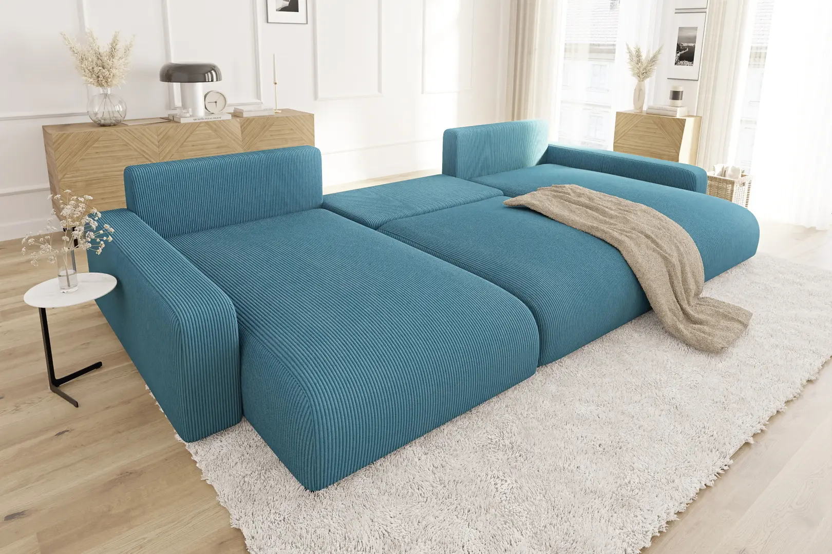 Canapea in forma de U Inspira Furniture Sara SF Lincoln 75 (Turquoise)