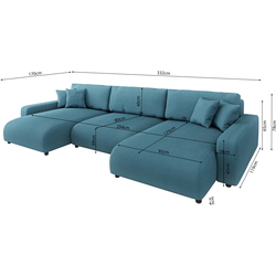 Canapea in forma de U Inspira Furniture Sara SF Lincoln 75 (Turquoise) Thumb