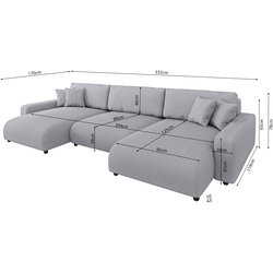 Canapea in forma de U Inspira Furniture Sara SF Lincoln 86 (Grey) Thumb