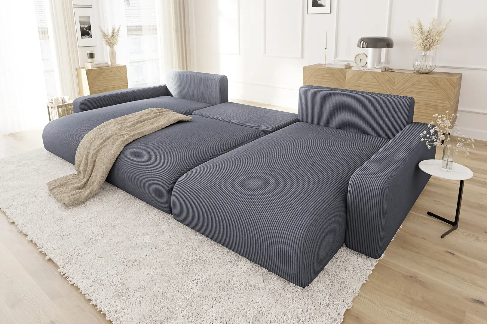 Canapea in forma de U Inspira Furniture Sara SF Lincoln 90 (Dark Grey)