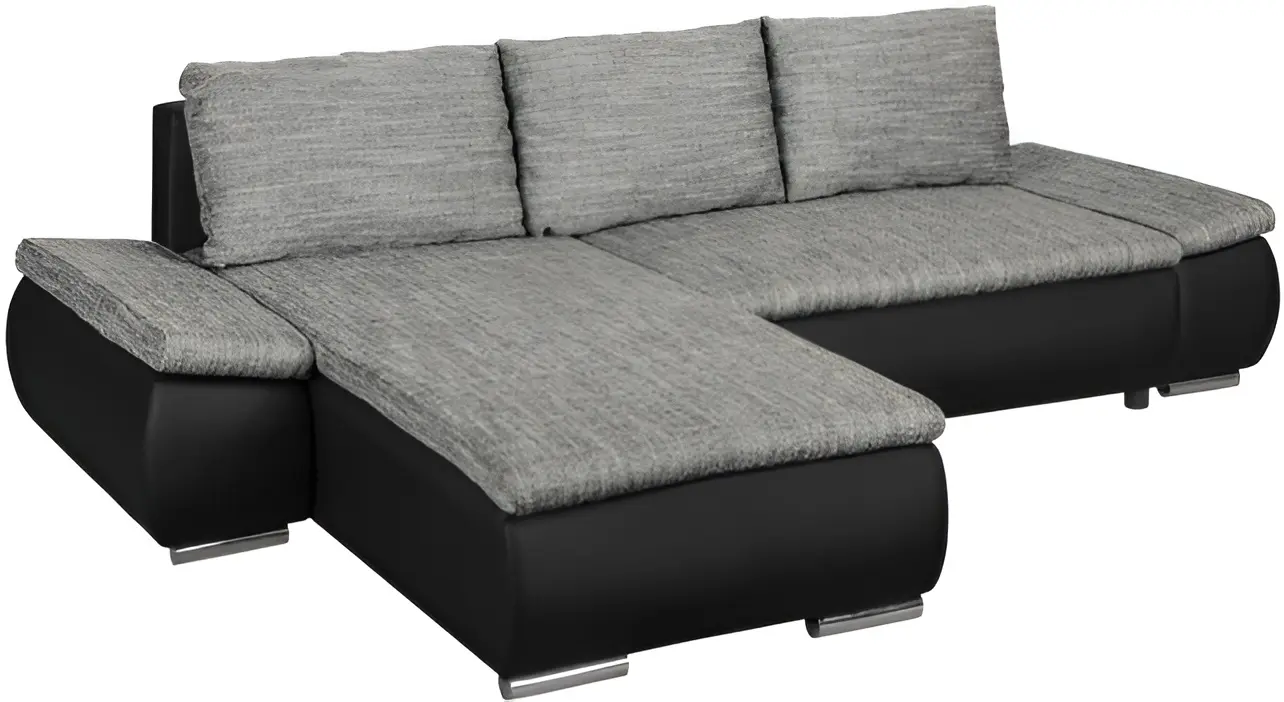 Canapea de colt Inspira Furniture Acra Left Soft 11/Lawa 05 (Black/Grey)