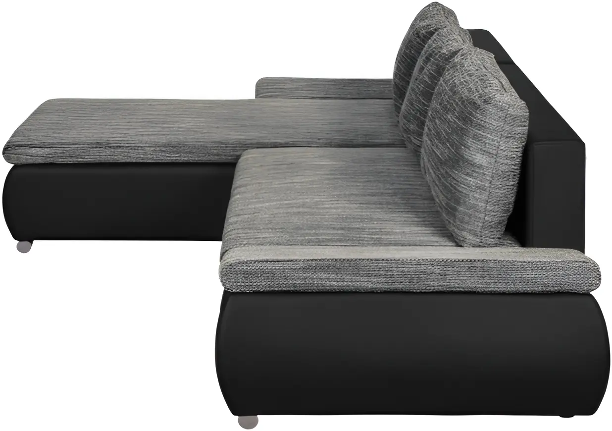Canapea de colt Inspira Furniture Acra Left Soft 11/Lawa 05 (Black/Grey)