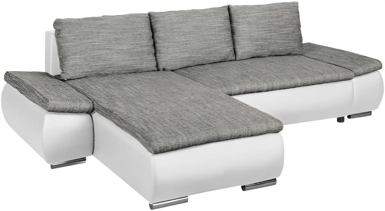 Canapea de colt Inspira Furniture Acra Left Soft 17/Lawa 05 (White/Grey)