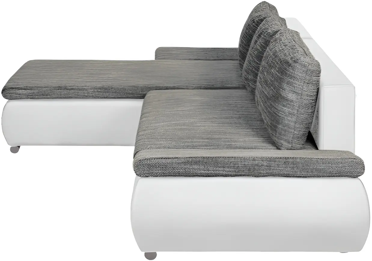 Canapea de colt Inspira Furniture Acra Left Soft 17/Lawa 05 (White/Grey)