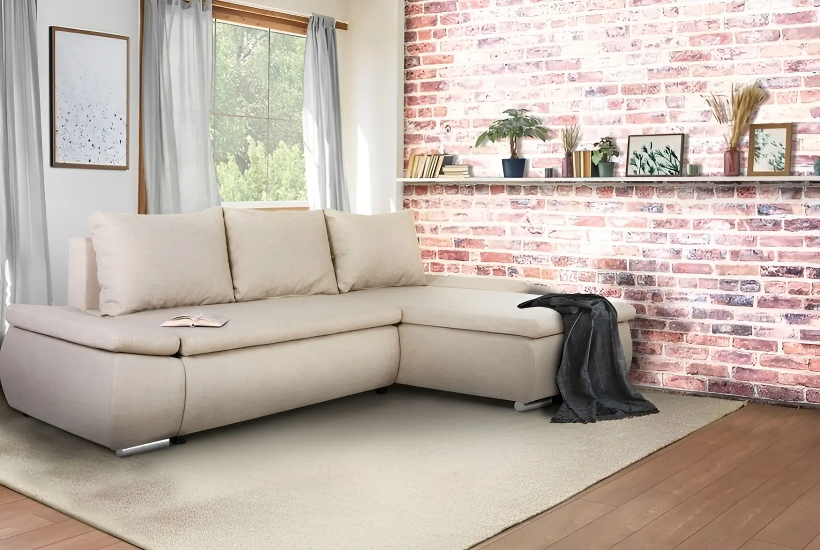 Диван угловой Inspira Furniture Acra Right Enjoy New 02 (Camel)