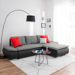 Диван угловой Inspira Furniture Acra Right Soft 11/Lawa 05 (Black/Grey)