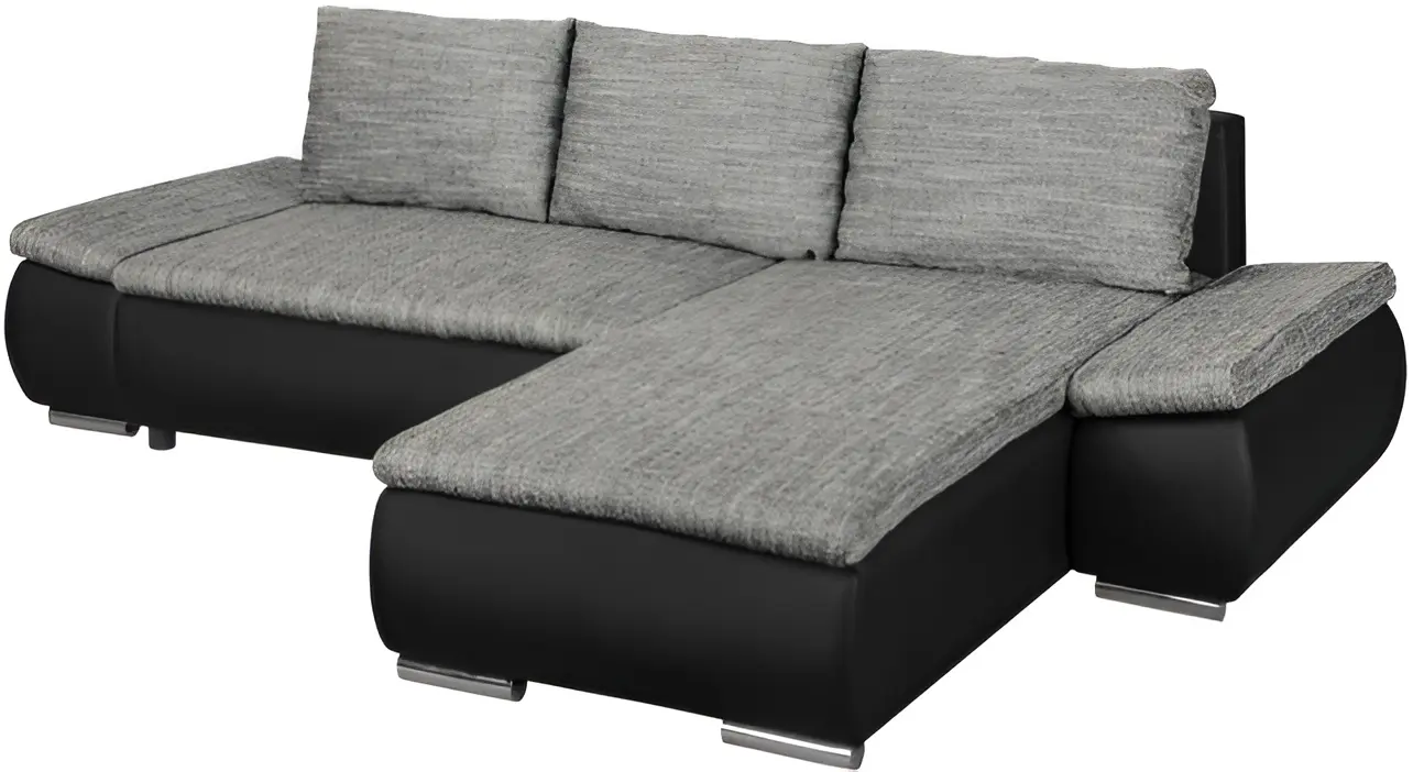 Диван угловой Inspira Furniture Acra Right Soft 11/Lawa 05 (Black/Grey)
