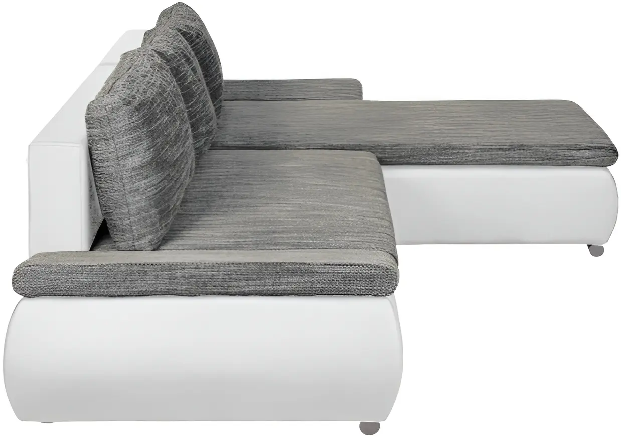 Canapea de colt Inspira Furniture Acra Right Soft 17/Lawa 05 (White/Dark Grey)