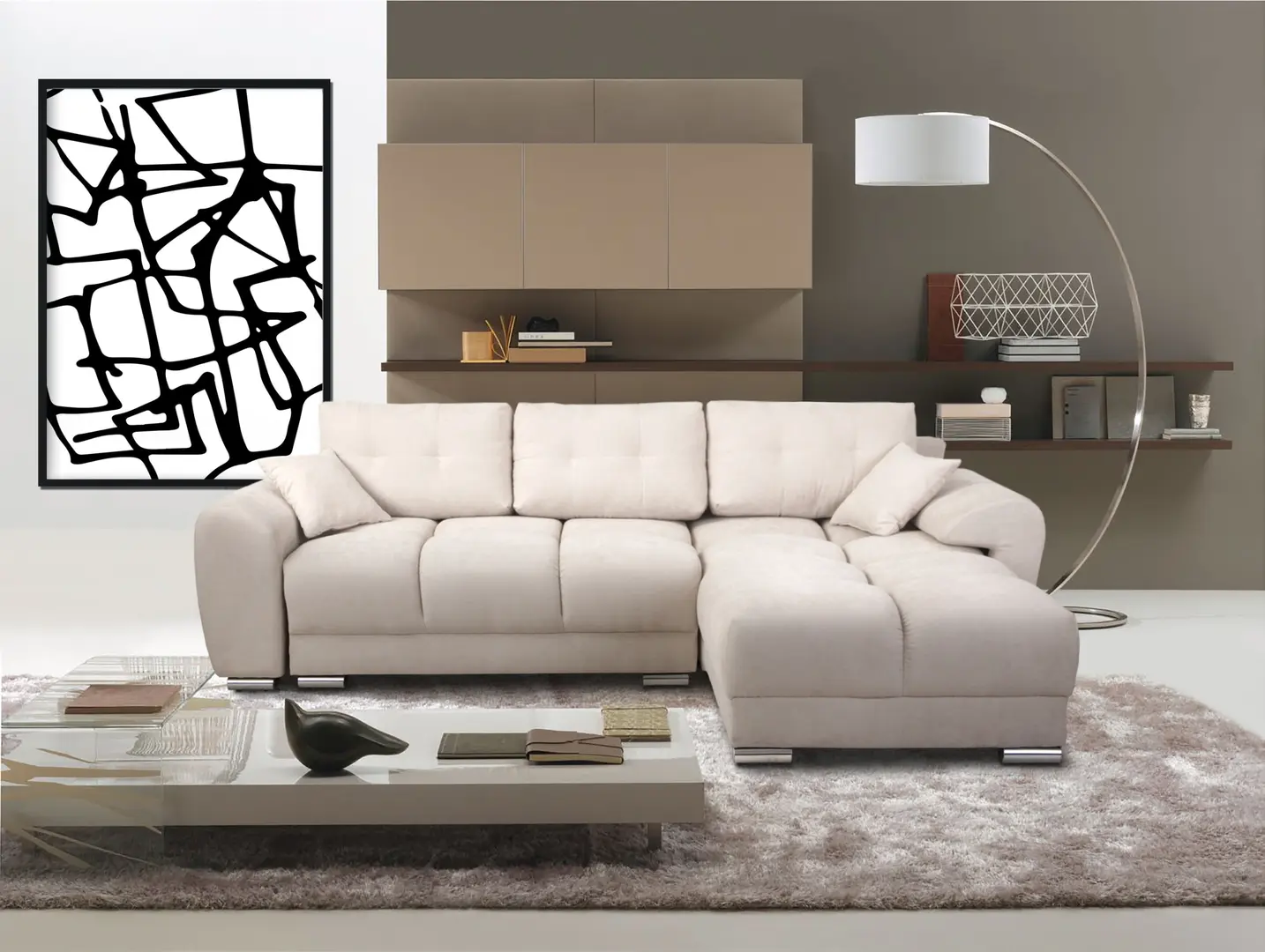 Canapea de colt Inspira Furniture Azzuro Bis Enjoy 01 (Beige)