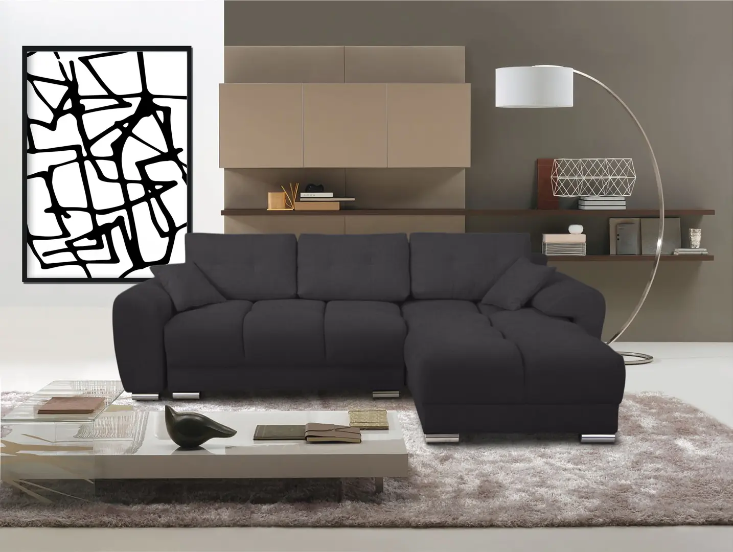 Canapea de colt Inspira Furniture Azzuro Bis Enjoy 25 (Black)