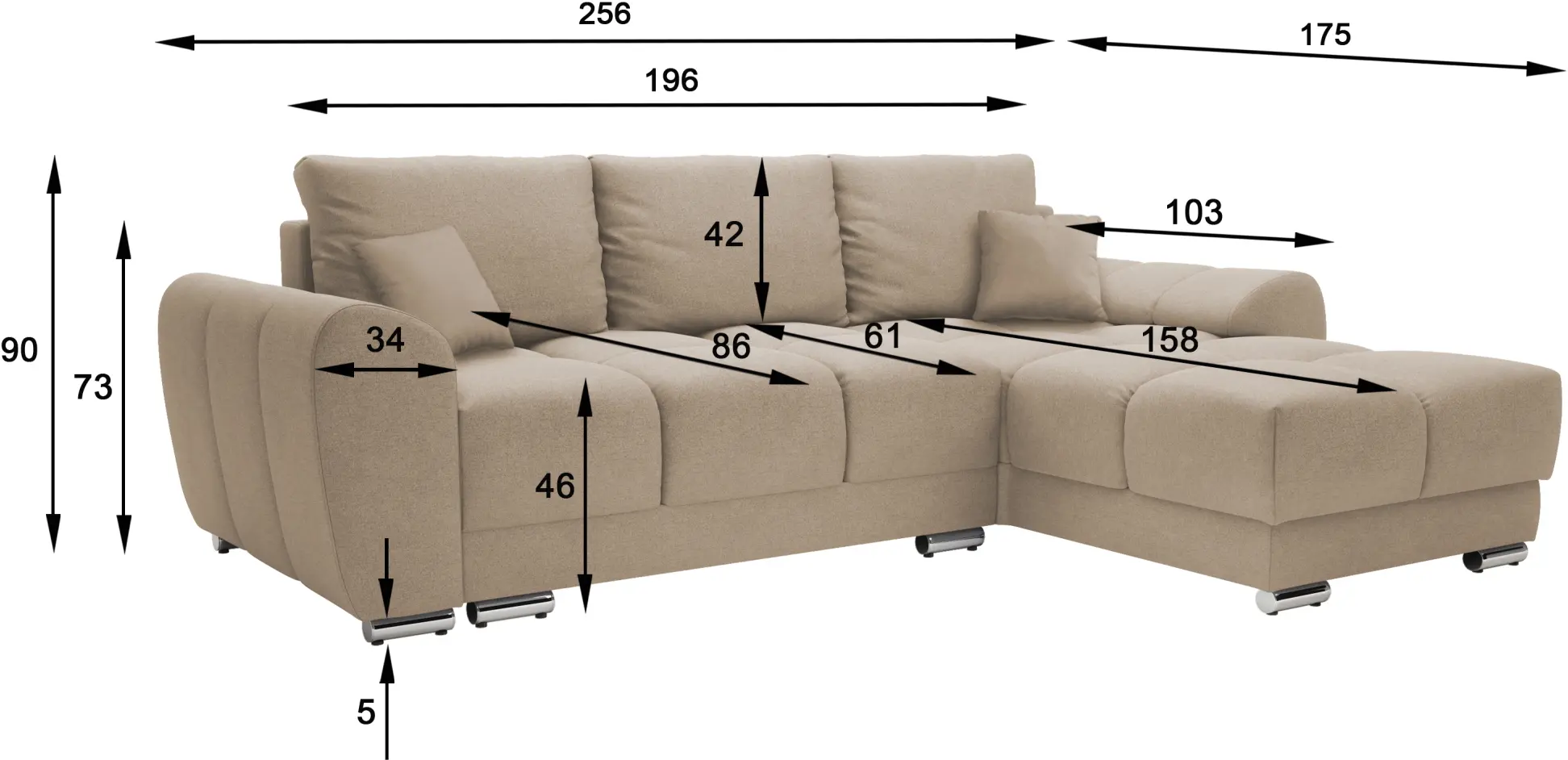 Canapea de colt Inspira Furniture Azzuro Enjoy New 02 (Camel)