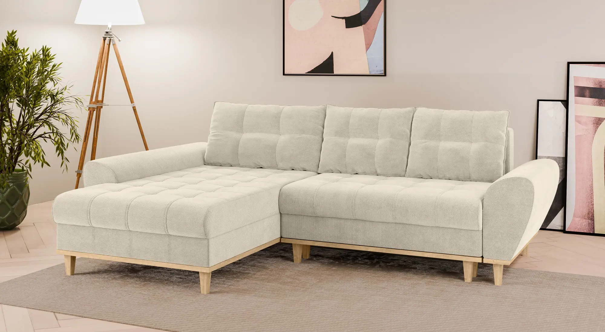 Диван угловой Inspira Furniture Baltico Left Curio 09 (Cream)