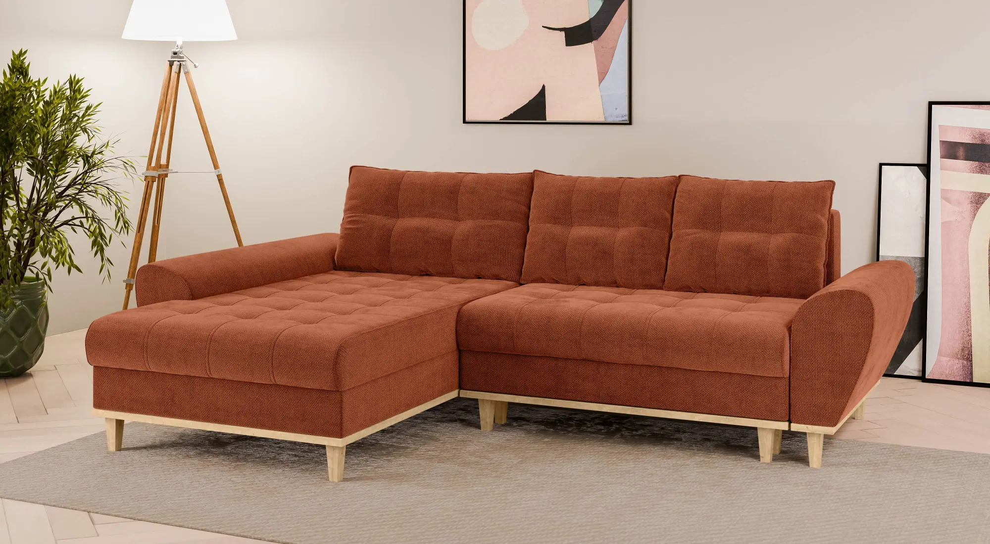 Canapea de colt Inspira Furniture Baltico Left Flow 09 (Terracota)