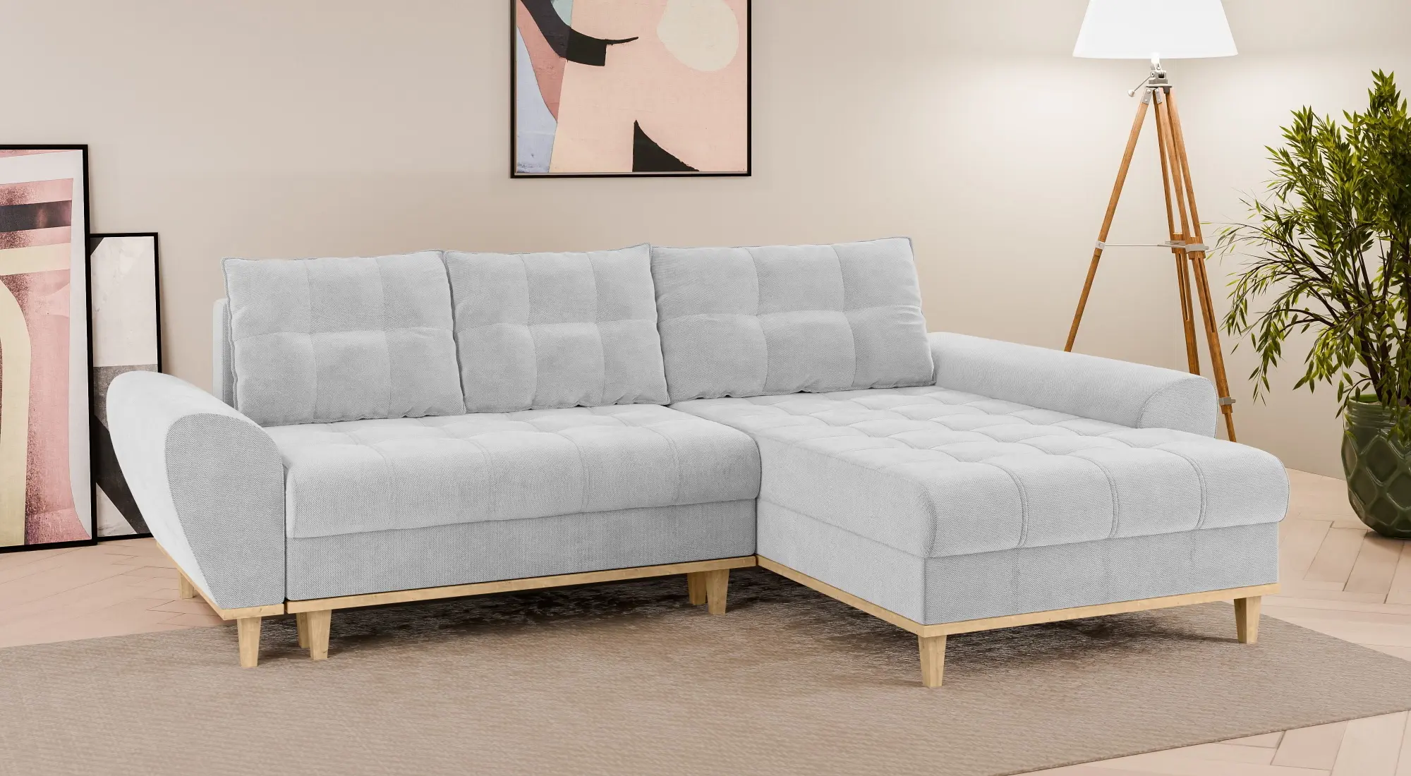 Canapea de colt Inspira Furniture Baltico Right Curio 80 (Grey)