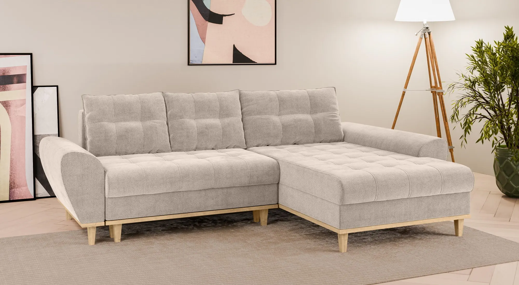 Canapea de colt Inspira Furniture Baltico Right Flow 02 (Beige)