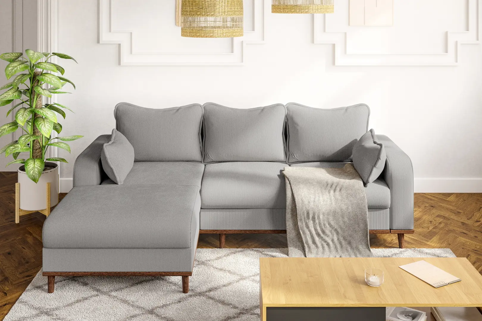 Диван угловой Inspira Furniture Beata SF Left Fjord 08 (Grey)