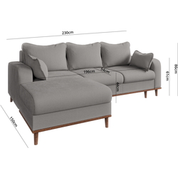 Диван угловой Inspira Furniture Beata SF Left Fjord 08 (Grey) Thumb