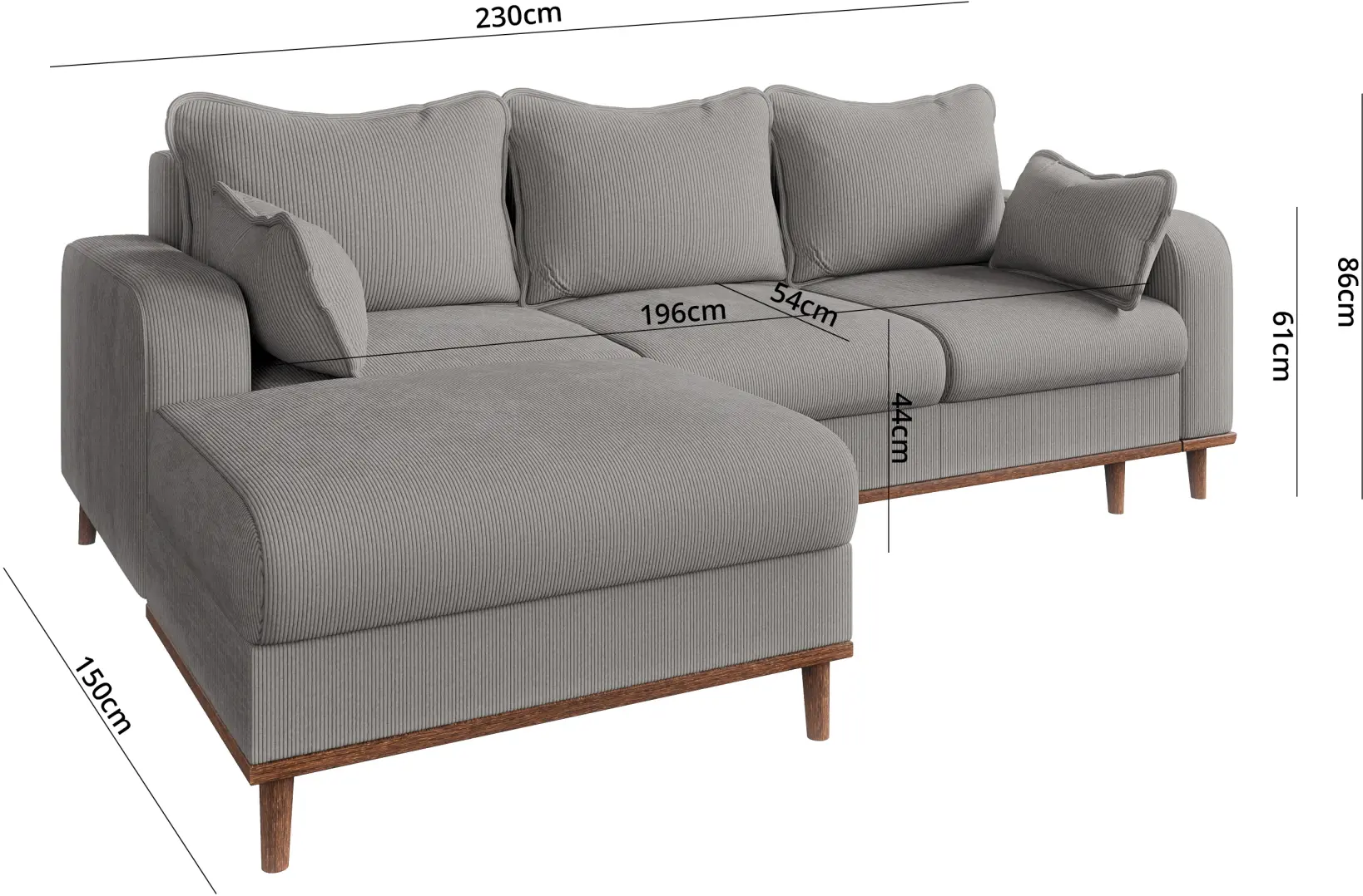 Диван угловой Inspira Furniture Beata SF Left Fjord 08 (Grey)