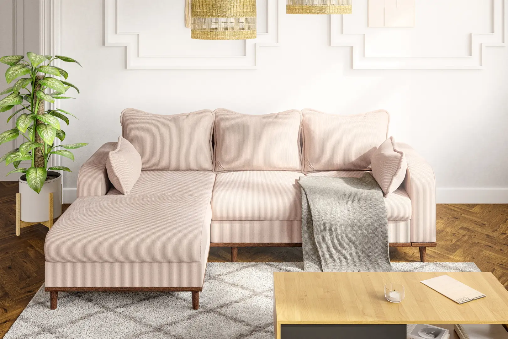 Canapea de colt Inspira Furniture Beata SF Left Fjord 23 (Beige)