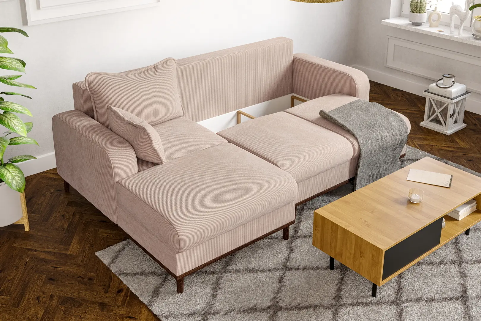 Canapea de colt Inspira Furniture Beata SF Left Fjord 23 (Beige)