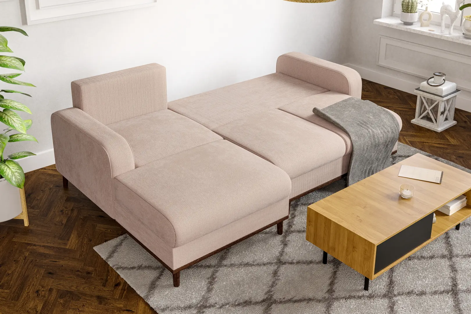 Canapea de colt Inspira Furniture Beata SF Left Fjord 23 (Beige)