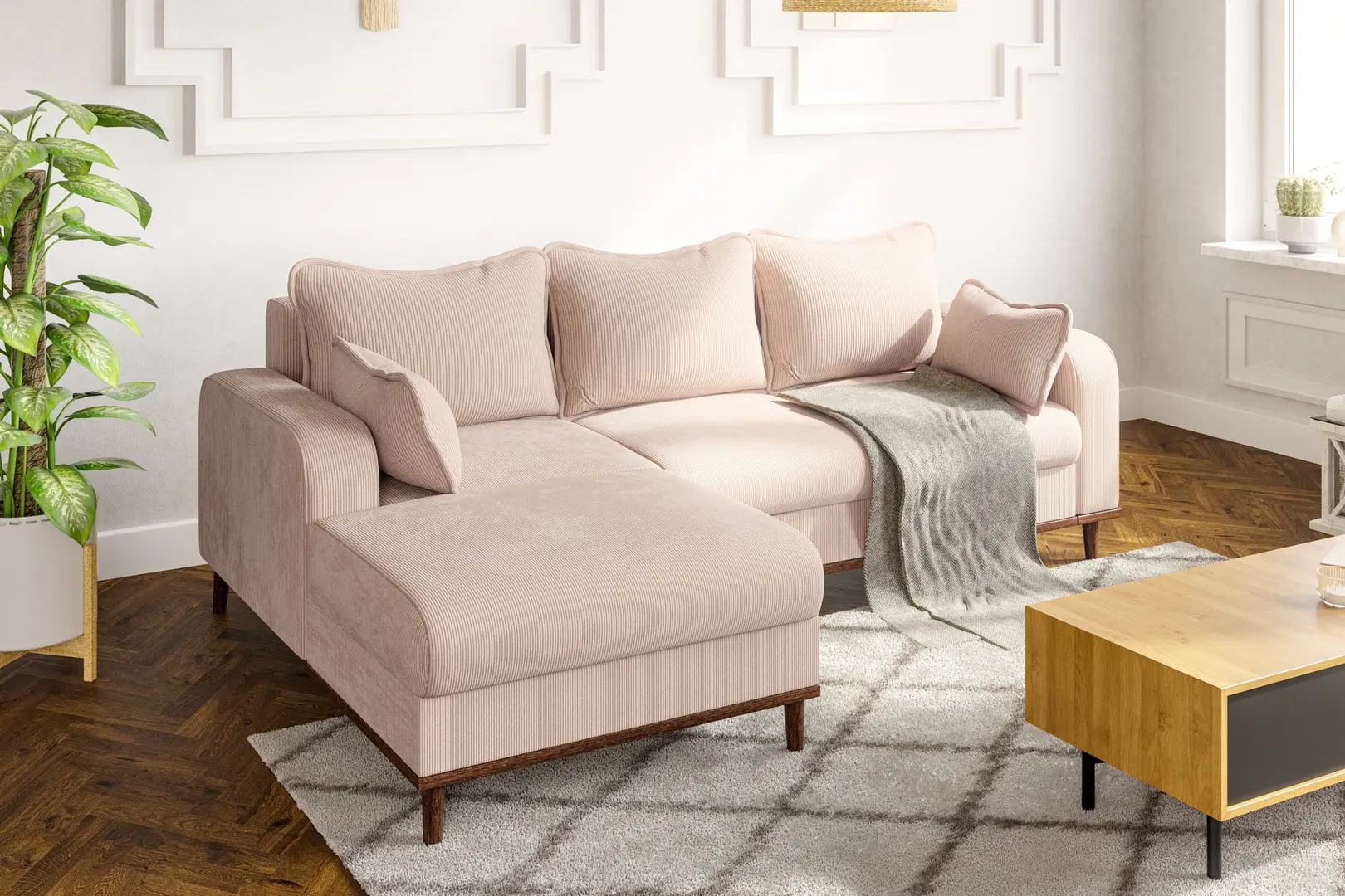 Canapea de colt Inspira Furniture Beata SF Left Fjord 23 (Beige)